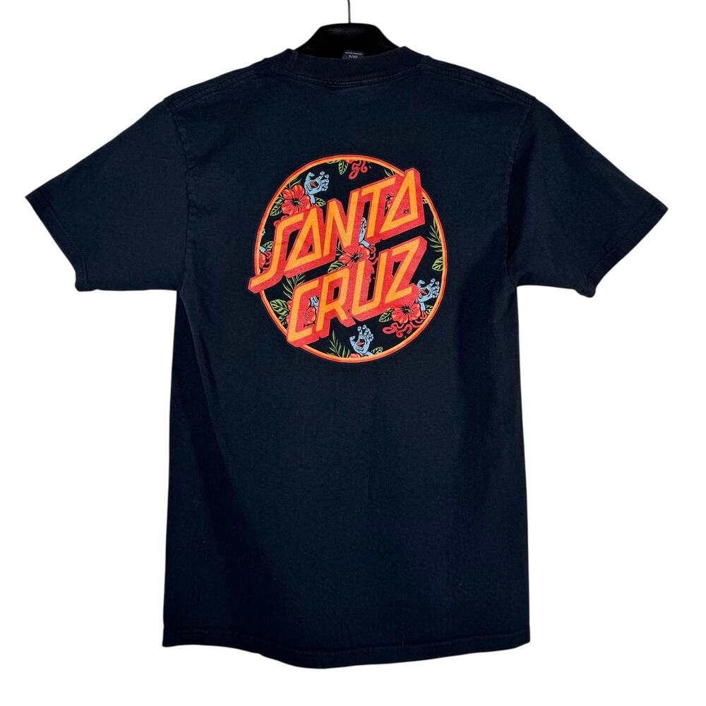Santa Cruz Men's Black Short Sleeve Shirt Floral Logo Small Skater